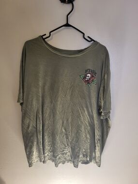 Men's Olive Graphic Skull & Rose Short Sleeve Tee